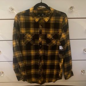 Volcom getting rad plaid size small new with tags - yellow and black flannel